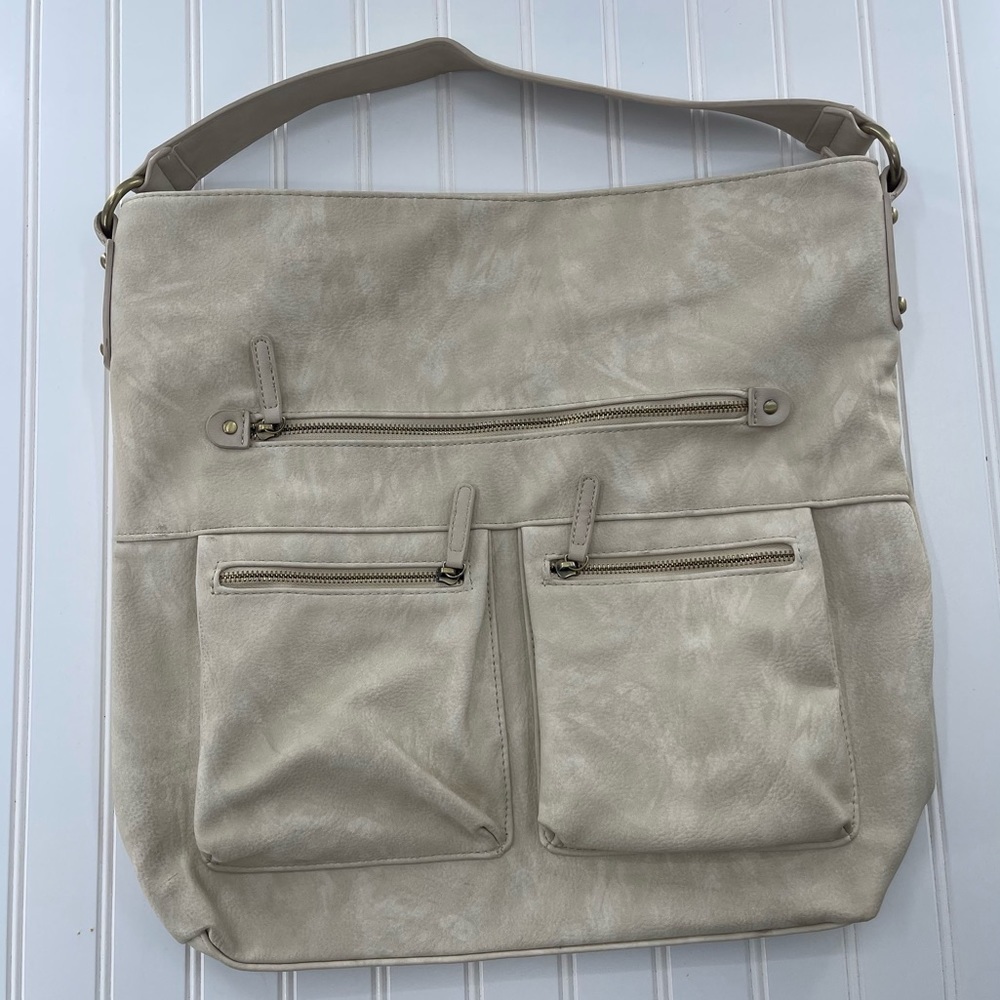 SHIRALEAH Brooklyn Vegan Ivory Hobo Purse Bag